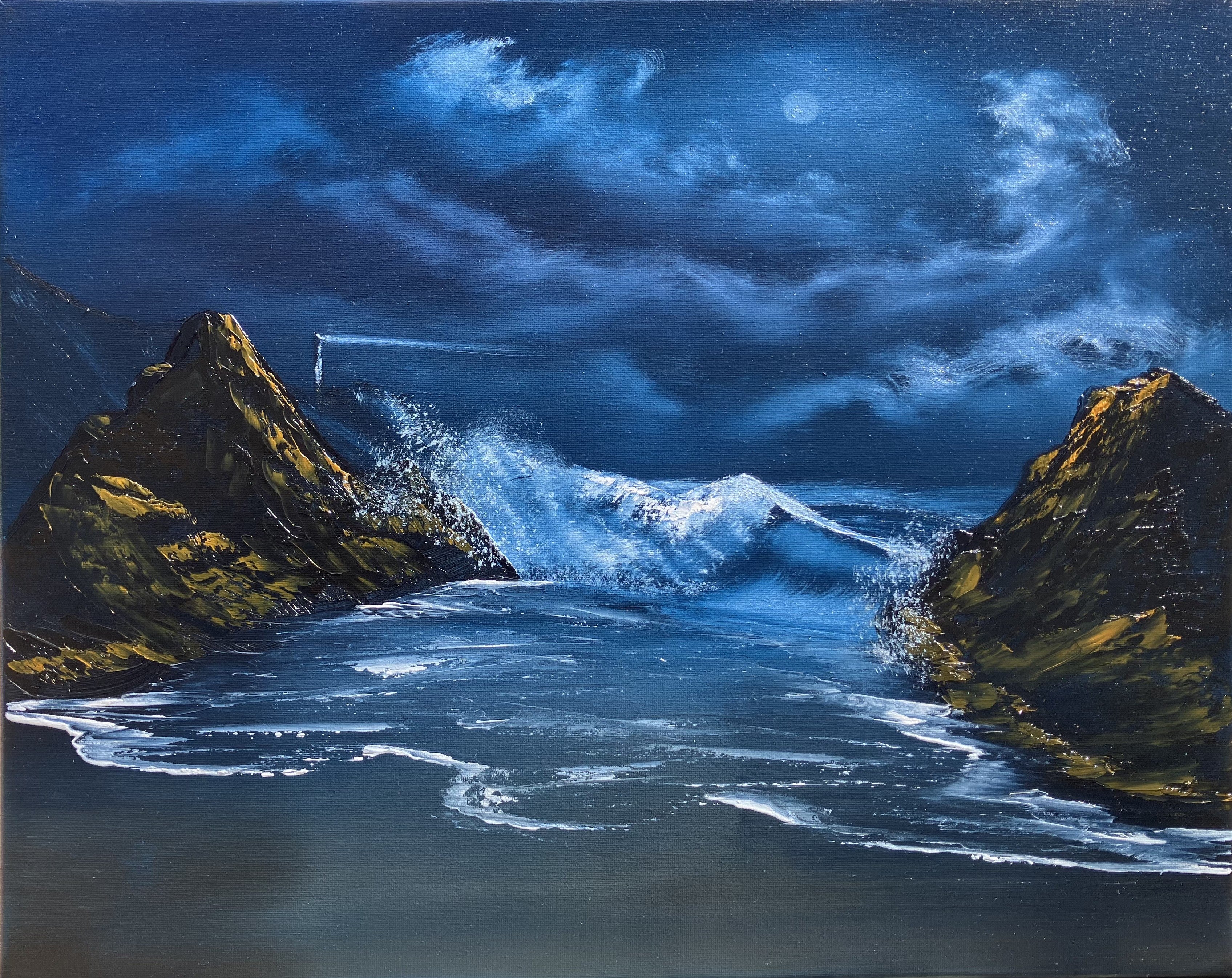 Moonlit Tide 16x20 Original Oil on Canvas